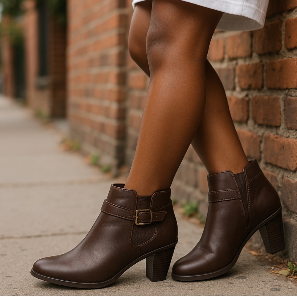 Nickels brand brown vegan leather ankle boots